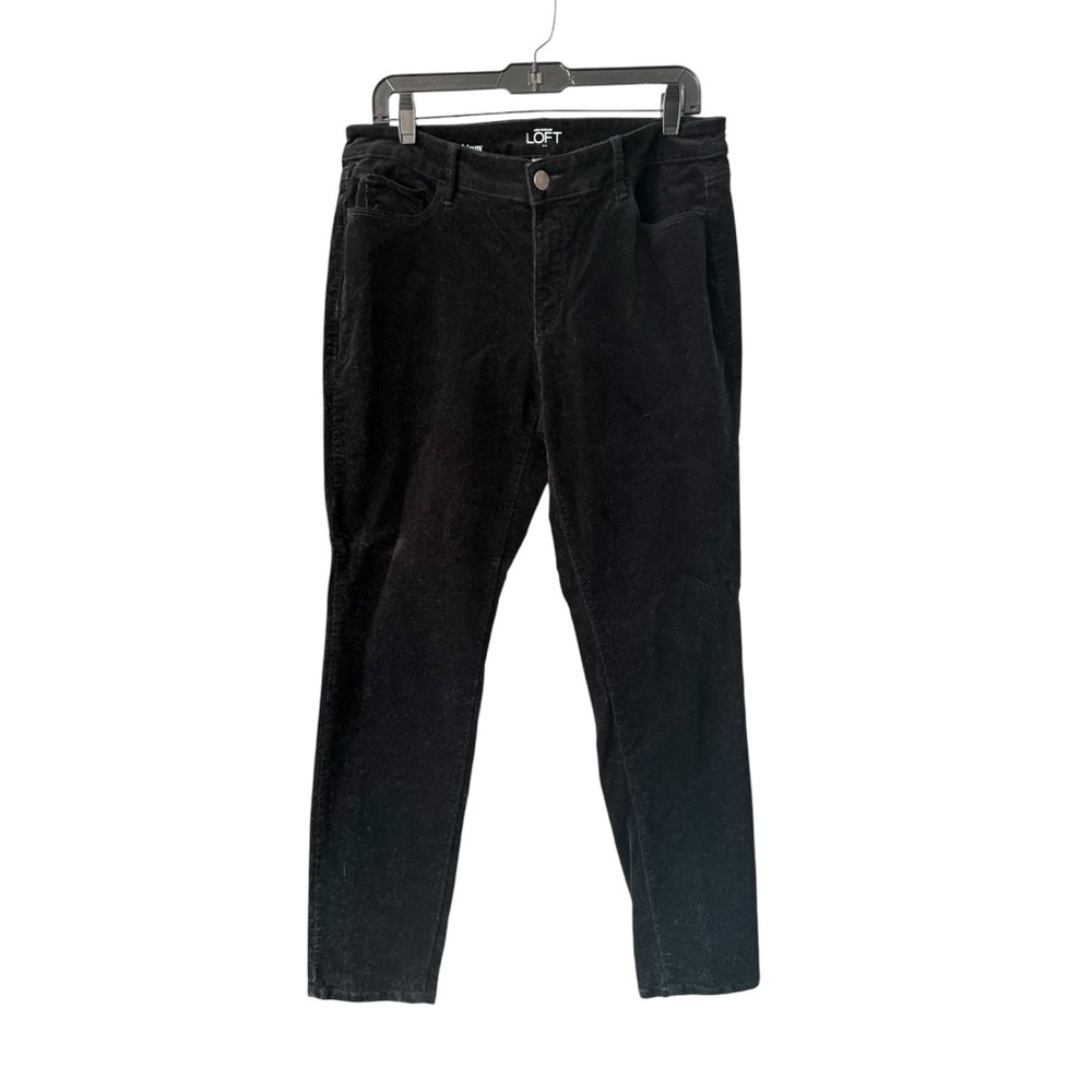 LOFT Women’s Curvy Skinny Corduroy Pants Black Stretch Size 12 Reg 30” Inseam